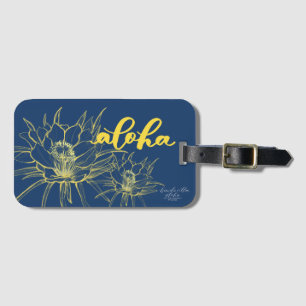 Aloha blaue gelbe Säulenkaktus-Gepäckanhänger Gepäckanhänger