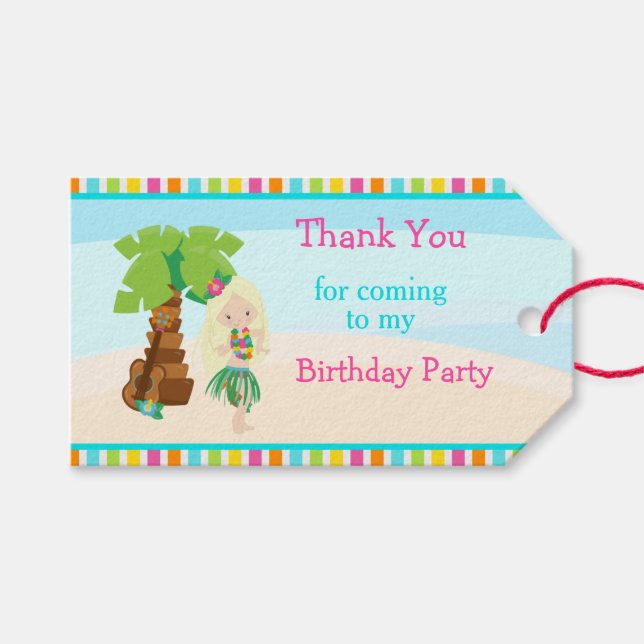 Aloha Blonde Hair Girl Geschenkanhänger (Vorderseite (Horizontal))