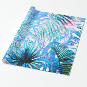 Aloha- Blue Tropical Palm und Monstera Garden Geschenkpapier