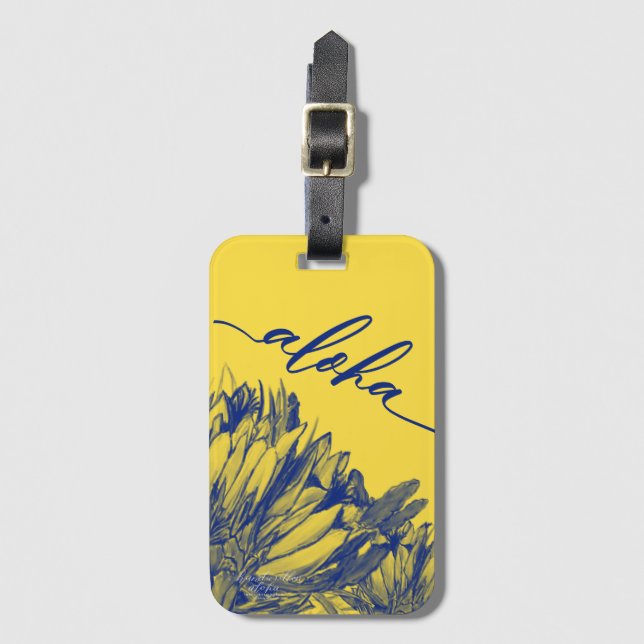 Aloha Blue Yellow Cereus Bag Gepäckanhänger (Vorderseite Vertikal)