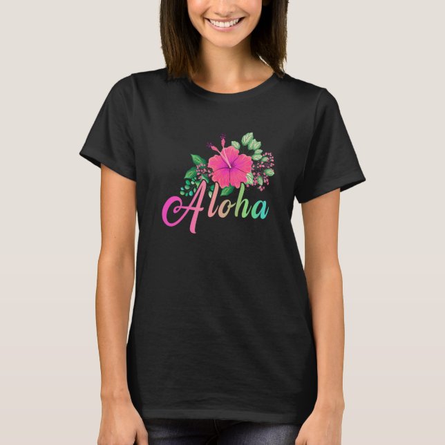 Aloha Blume Hawaii Hawaii Island Surf T-Shirt (Vorderseite)
