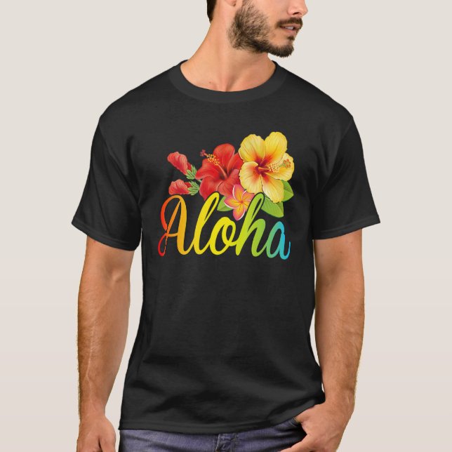 Aloha Blume Hawaiian Hawaii Beach Luau Party T-Shirt (Vorderseite)