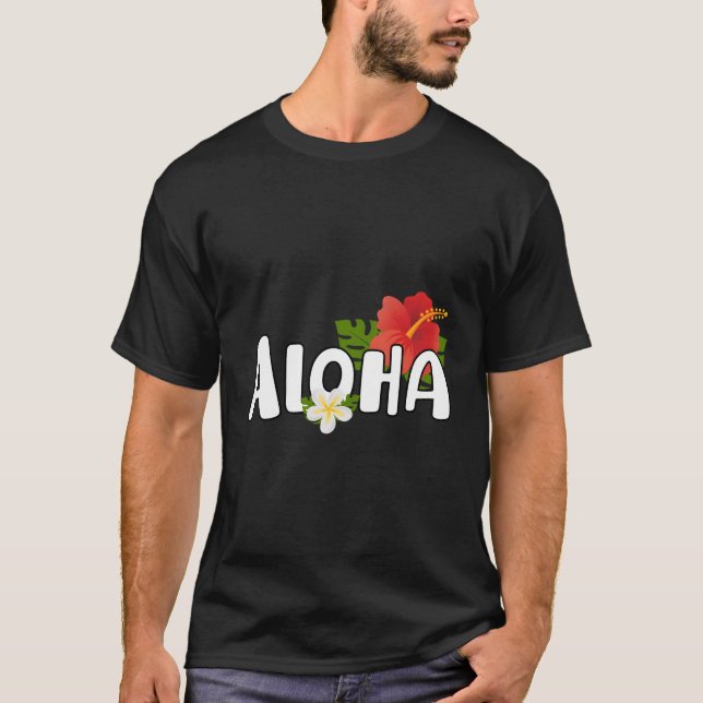 Aloha Blume Hawaiian Print Aloha Hawaii T-Shirt (Vorderseite)