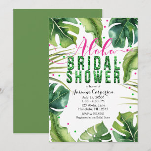 ALOHA BRAUTPARTY Tropical Leaves Rosa & Grün Einladung