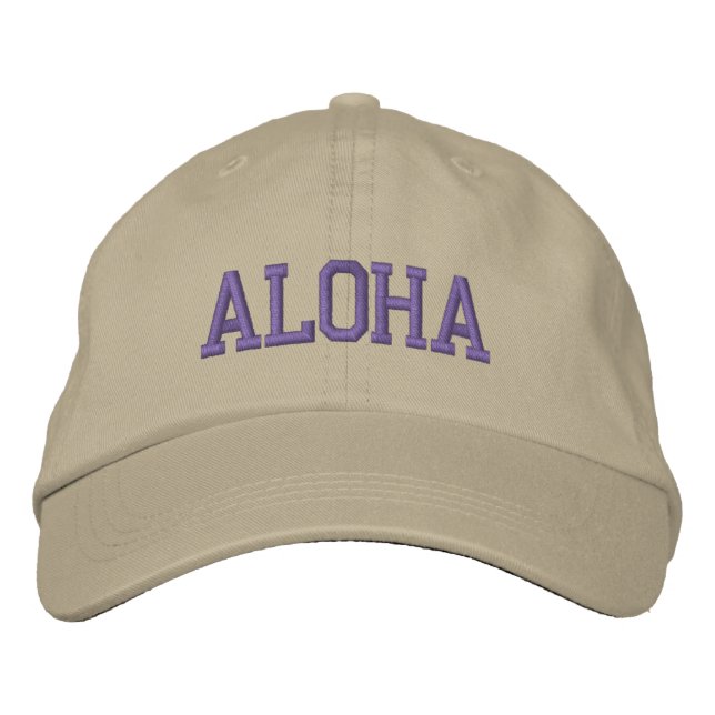 ALOHA Cap (Khaki mit dunklem Aquamarinen Bestickte Baseballkappe (Vorderseite)