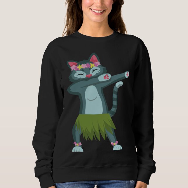 Aloha Cat Hawaiian Dance Mele Kalikimaka Hula Kitt Sweatshirt (Vorderseite)