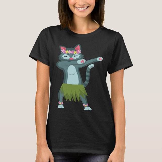 Aloha Cat Hawaiian Dance Mele Kalikimaka Hula Kitt T-Shirt (Vorderseite)