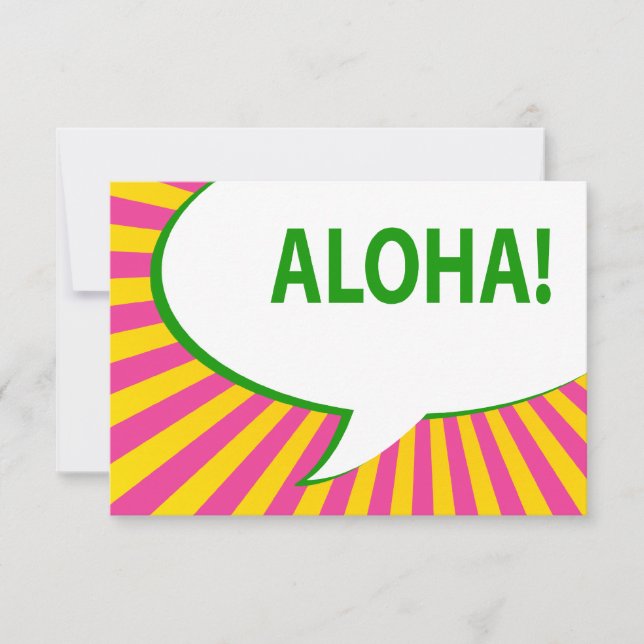 Aloha! : Comic-Sprechblase Einladung (Vorderseite)