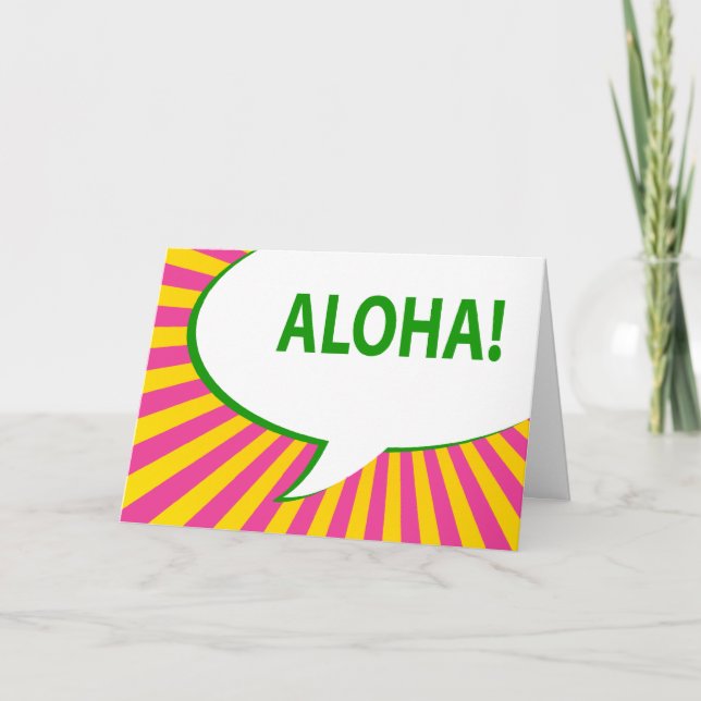 Aloha! : Comic-Sprechblase Einladung (Vorderseite)