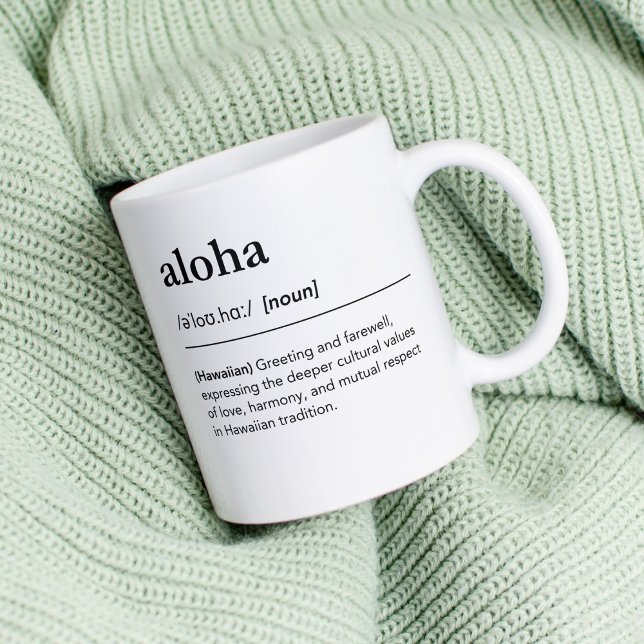 Aloha Definition, hawaiianisches Grußwörterbuch Kaffeetasse (Von Creator hochgeladen)