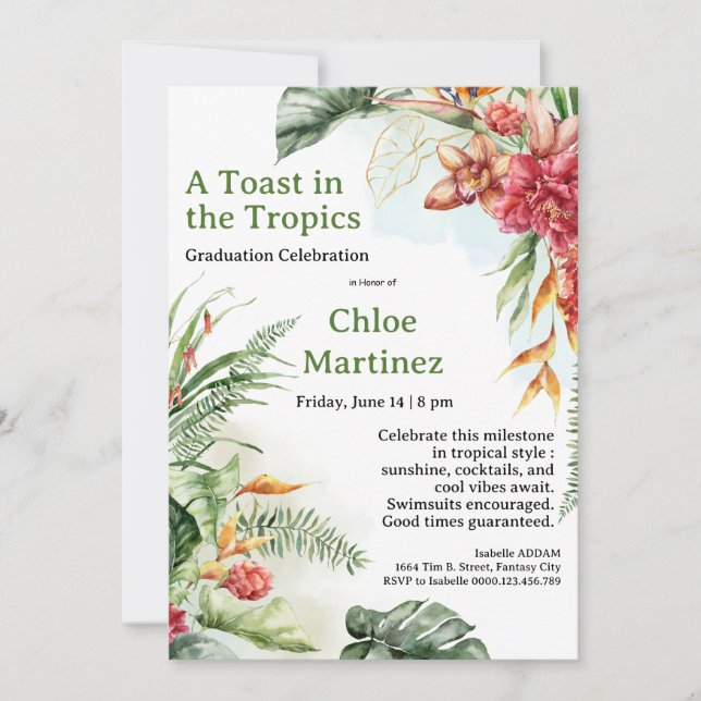 Aloha Diploma! Tropical Graduation Pool Party  Einladung (Vorderseite)