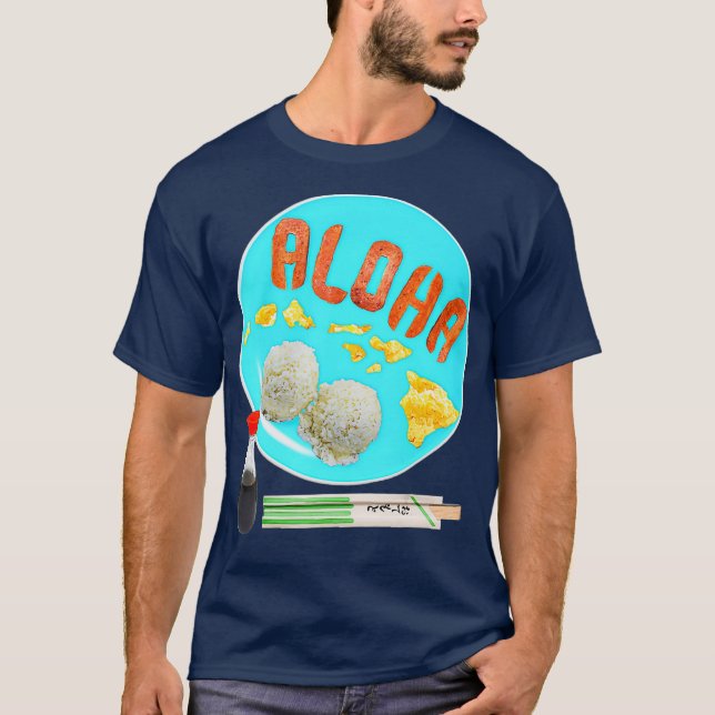 Aloha Eggs Spam Rice Shoyu Chopsticks Frühstück T-Shirt (Vorderseite)