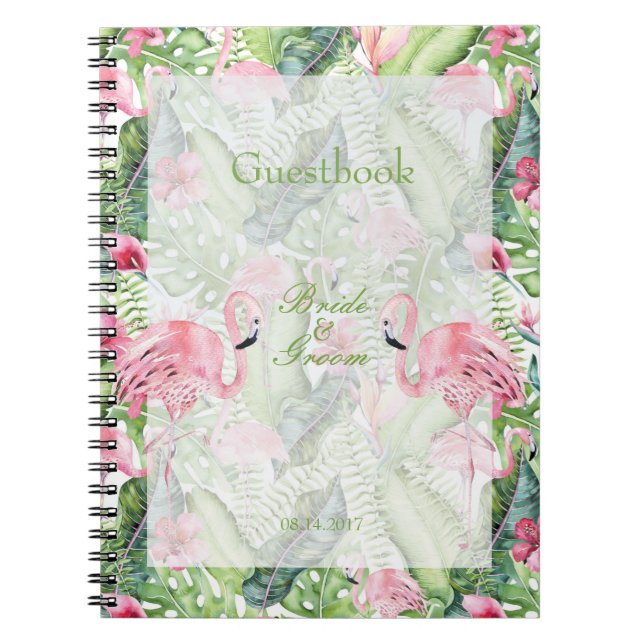 Aloha Flamingo Tropical Beach Wedding Gästebuch Notizblock (Vorderseite)