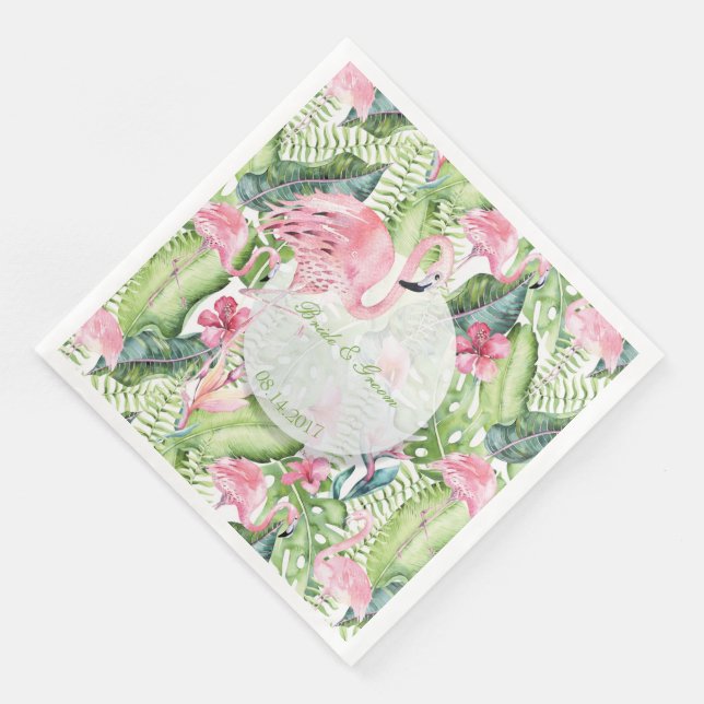 Aloha Flamingo Tropical Beach Wedding Serviette (Ecke)