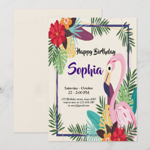 Aloha Flamingo Tropical Einladung