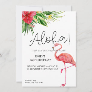 Aloha! Flamingo Tropical Party Einladung