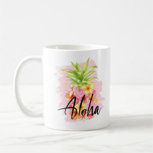 Aloha Floral Ananas Hübsch Pink Hawaii Kaffeetasse