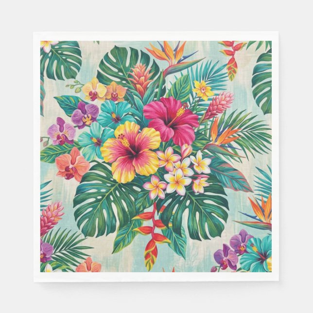 Aloha Floral Bloom Tropische Serviette (Vorderseite)