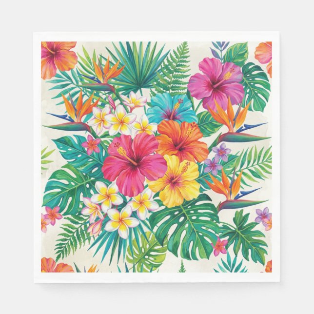 Aloha Floral Bloom Tropische Serviette (Vorderseite)