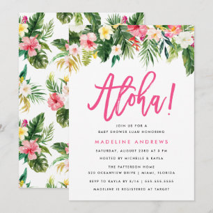 Aloha Floral Tropische Babyparty-Einladung Einladung