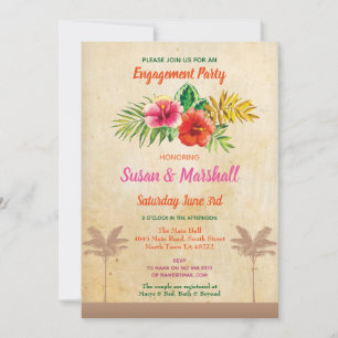 Aloha Floral Verlobung Einladung Vintag Luau