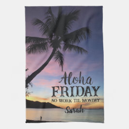 Aloha Freitag Hallo Weekend Hawaii Palm Sunset Küchentuch
