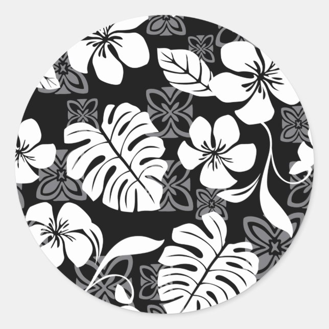 ALOHA FREITAG (SCHWARZ) CLASSIC ROUND STICKER (Vorderseite)