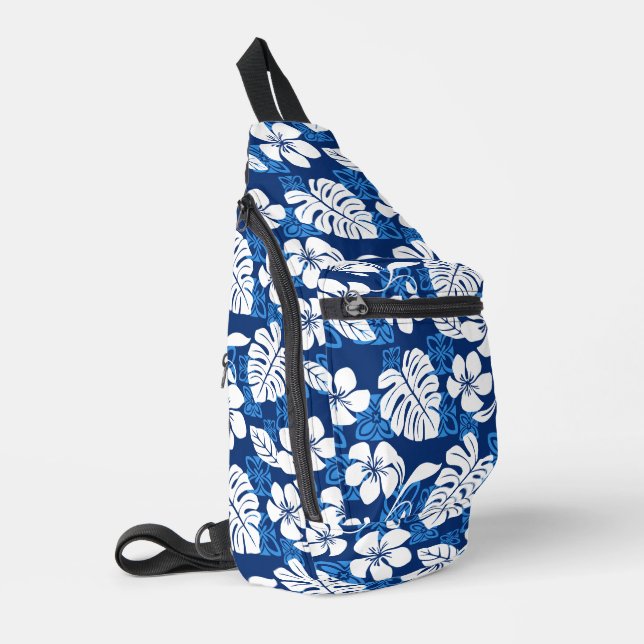 ALOHA FRIDAY PATTERN IN BLAU CROSSBODY BAG (Linke Seite)