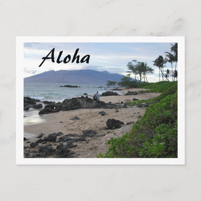 "ALOHA from MAUI" BEACH SCENE POSTCARD Postkarte (Vorderseite)