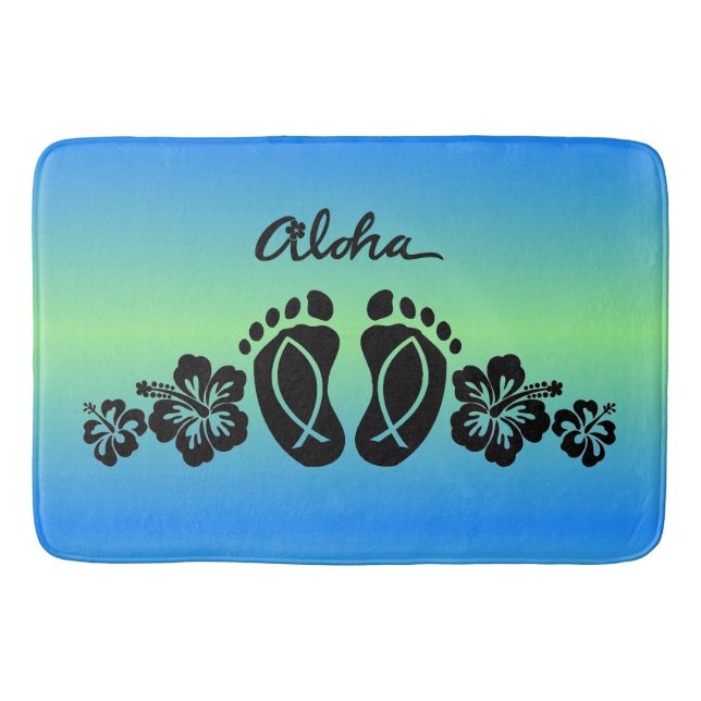Aloha-Fußabdrücke-Badmatte Badematte (Vorderseite)