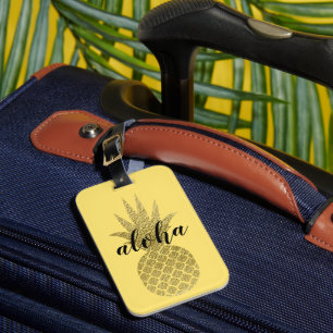Aloha Gelbe Ananas Tropischer Urlaub Gepäckanhänger