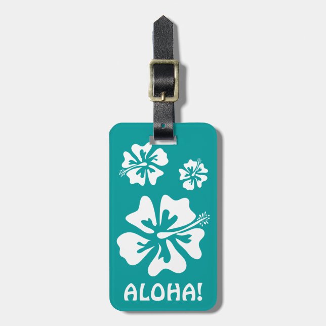 Aloha Gepäckanhänger mit hawaiianischen Hibiskus-B (Vorderseite vertikal)