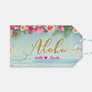 ALOHA Gold Tropischer Strand Hibiskus Blumen Gefal Geschenkanhänger