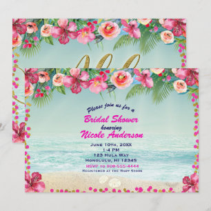 ALOHA Gold Tropischer Strand Hibiskus Sommer Luau Einladung