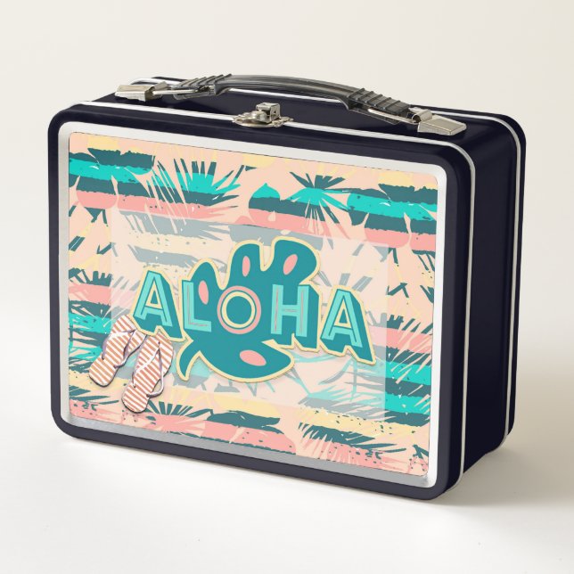 Aloha Gruß mit Flip Flops Lunchbox (Vorderseite)