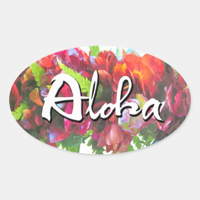 Aloha Haku Lei Oval Sticker (Vorderseite)