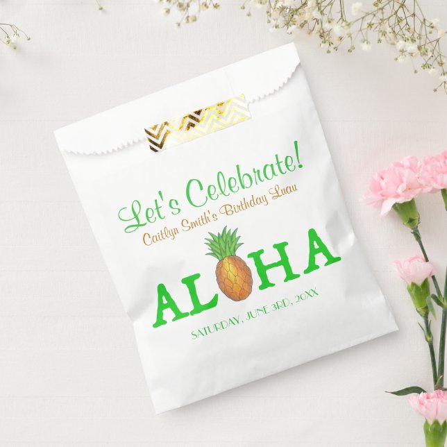 ALOHA Hallo Tropical Hawaii Hawaiian Ananas Geschenktütchen (Versiegelt)