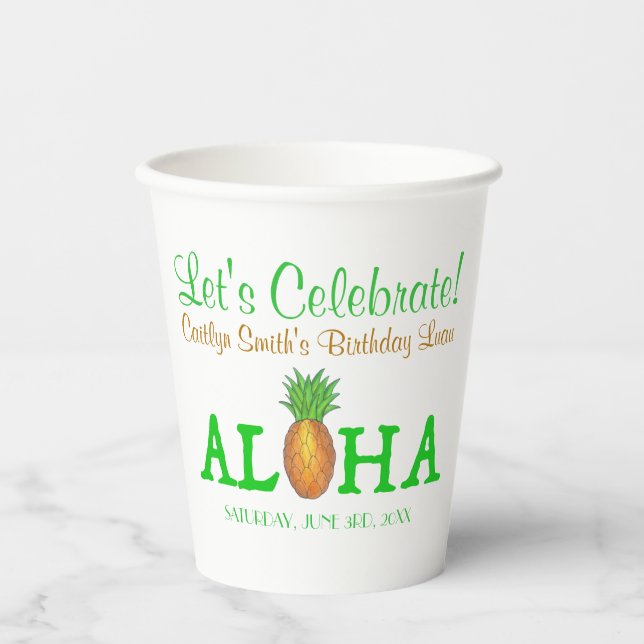 ALOHA Hallo Tropical Hawaii Hawaiian Ananas Pappbecher (Vorderseite)