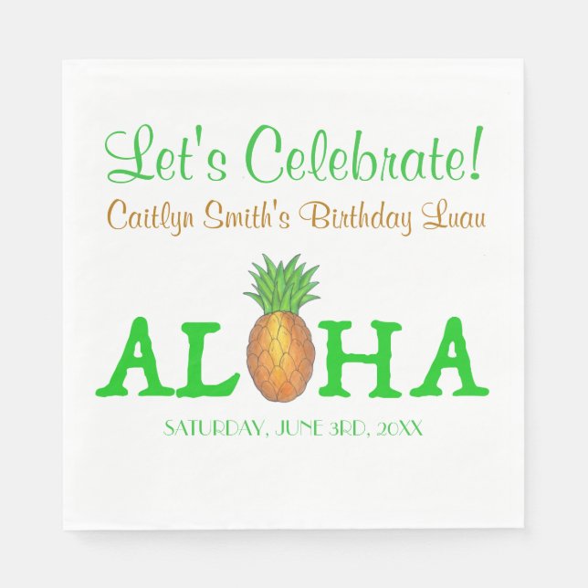 ALOHA Hallo Tropical Hawaii Hawaiian Ananas Serviette (Vorderseite)