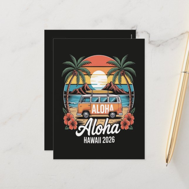 Aloha Hawaii 2026 Feiertagspostkarte (Vorderseite/Rückseite Beispiel)