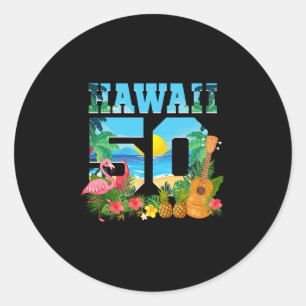 Aloha Hawaii 50. Geburtstag Hawaii Tropisch Hawaii Runder Aufkleber