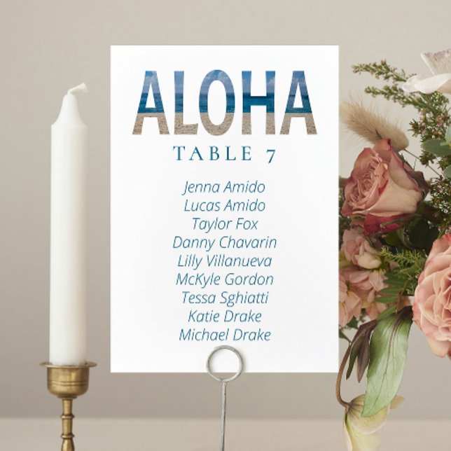 Aloha Hawaii Beach Hochzeitskarten Tischnummer (Von Creator hochgeladen)
