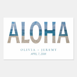 Aloha Hawaii Beach Tropical Wedding Willkommen Rechteckiger Aufkleber