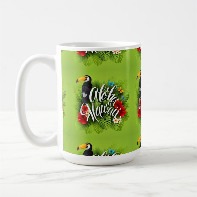 Aloha Hawaii-Blume Foliage Butterfells Gelb Kaffeetasse (Links)