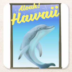 Aloha! Hawaii! Delfin-Reiseposter Rechteckiger Pappuntersetzer