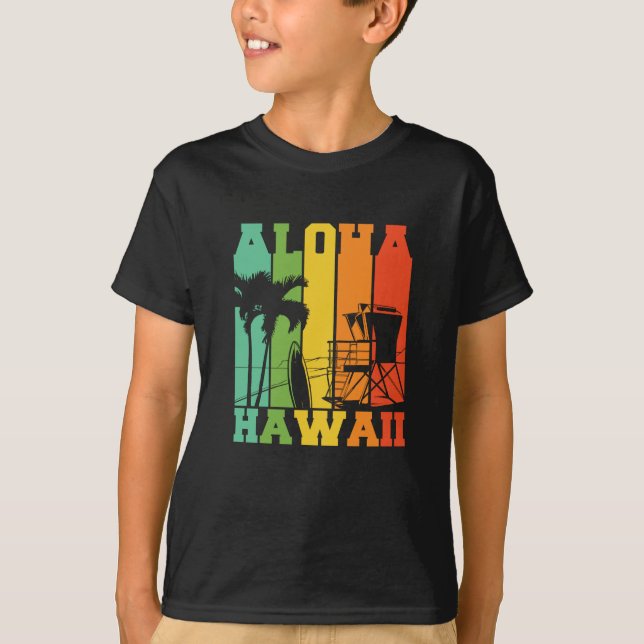 ALOHA HAWAII FARBIGE RETRO T-Shirt (Vorderseite)