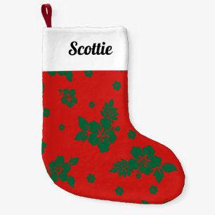 Aloha Hawaii Green über Red Christmas Pattern Kleiner Weihnachtsstrumpf