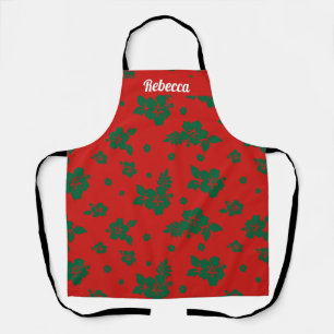 Aloha Hawaii Green über Red Christmas Pattern Schürze