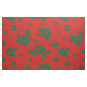 Aloha Hawaii Green über Red Christmas Pattern Stoff