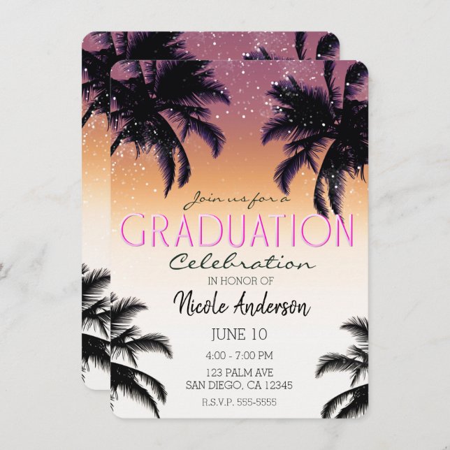 Aloha Hawaii Hawaiian Island Graduation Party Einladung (Vorne/Hinten)
